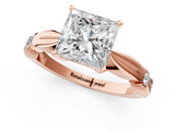 Rose gold Princess Solitaire Diamond Twisted Band with Four-Prong Setting_61