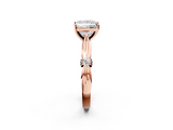 Rose gold Princess Solitaire Diamond Twisted Band with Four-Prong Setting_62