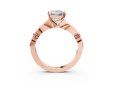Rose gold Princess Solitaire Diamond Twisted Band with Four-Prong Setting_63