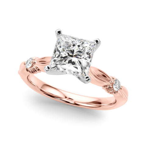 Rose gold Princess Solitaire Diamond Twisted Band with Four-Prong Setting