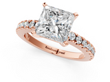 Rose gold Princess Solitaire Diamond with Pavé Band and Four-Prong Setting_74