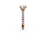 Rose gold Princess Solitaire Diamond with Pavé Band and Four-Prong Setting_75