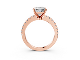 Rose gold Princess Solitaire Diamond with Pavé Band and Four-Prong Setting_76