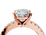 Rose gold Princess Solitaire Diamond with Pavé Band and Four-Prong Setting_77