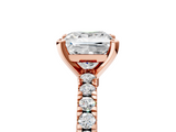 Rose gold Princess Solitaire Diamond with Pavé Band and Four-Prong Setting_78