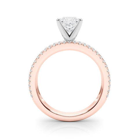 Rose gold Princess Solitaire Diamond with Pave and Channel Set Band 2