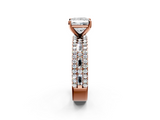 Rose gold Princess Solitaire Diamond with Pave and Channel Set Band_81