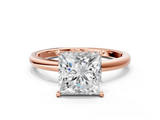 Rose gold Princess Solitaire Engagement Ring with Cathedral Band and Four-Prong Setting_23