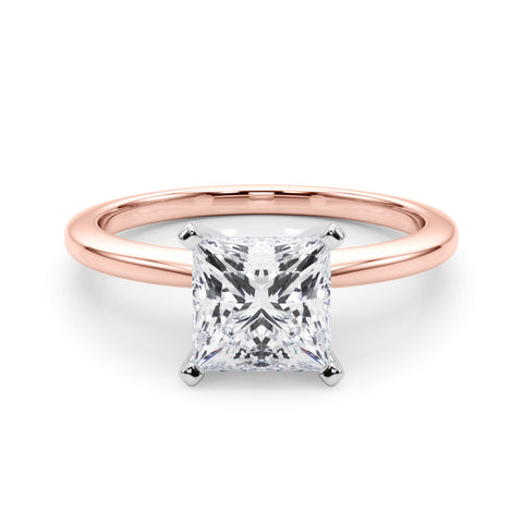 Rose gold Princess Solitaire Engagement Ring with Classic Band and Four-Prong Setting 1