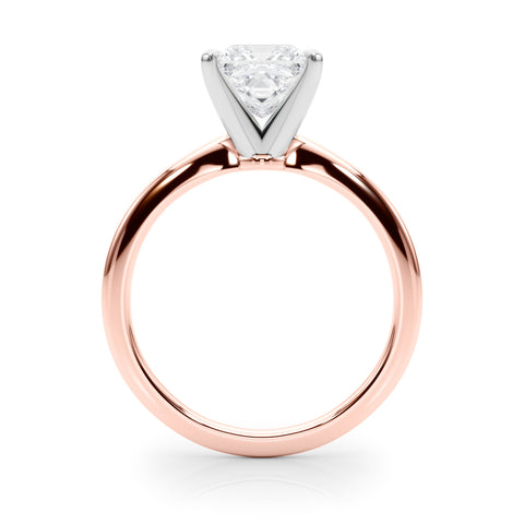 Rose gold Princess Solitaire Engagement Ring with Classic Band and Four-Prong Setting 2