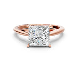 Rose gold Princess Solitaire Engagement Ring with Four-Prong Setting and Classic Band 1
