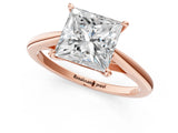 Rose gold Princess Solitaire Engagement Ring with Four-Prong Setting and Classic Band 2