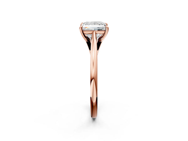 Rose gold Princess Solitaire Engagement Ring with Four-Prong Setting and Classic Band