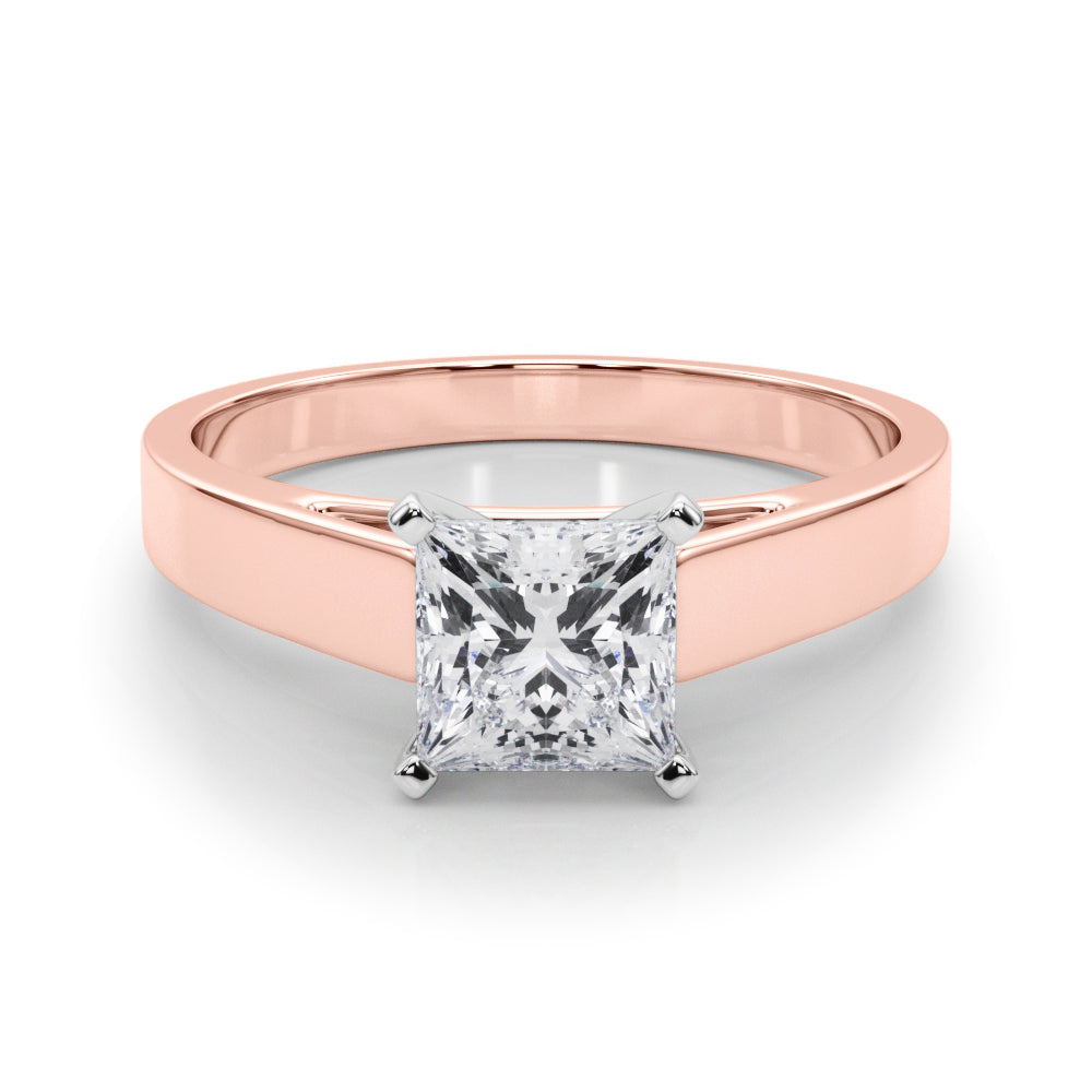 Rose gold Princess Solitaire Engagement Ring with Four-Prong Setting and Tapered Band 1