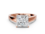 Rose gold Princess Solitaire Engagement Ring with Four-Prong Setting and Tapered Band_8