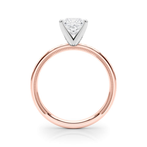 Rose gold Princess Solitaire Engagement Ring with Scrollwork Band and Four-Prong Setting 2