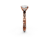 Rose gold Princess Solitaire Engagement Ring with Scrollwork Band and Four-Prong Setting_134