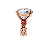 Rose gold Princess Solitaire Engagement Ring with Scrollwork Band and Four-Prong Setting_137