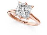 Rose gold Princess Solitaire Engagement Ring with Six-Prong Setting and Classic Band 1