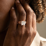 Rose gold Princess Solitaire Filigree Engagement Ring with Halo and Prong Setting_14