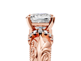 Rose gold Princess Solitaire Filigree Engagement Ring with Halo and Prong Setting_66
