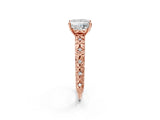 Rose gold Princess Solitaire Floral Milgrain Engagement Ring_33