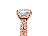 Rose gold Princess Solitaire Floral Milgrain Engagement Ring_36