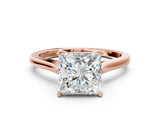Rose gold Princess Solitaire Heart Prong Engagement Ring with Tapered Band_55