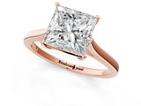 Rose gold Princess Solitaire Heart Prong Engagement Ring with Tapered Band_56