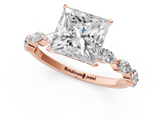 Rose gold Princess Solitaire Marquise Side Stone Prong Setting Ring_55