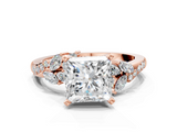 Rose gold Princess Solitaire Marquise Twist Band with Six-Prong Setting_49