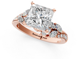 Rose gold Princess Solitaire Marquise Twist Band with Six-Prong Setting_50