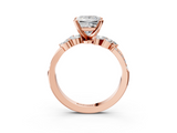 Rose gold Princess Solitaire Marquise Twist Band with Six-Prong Setting_52