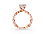 Rose gold Princess Solitaire Milgrain Diamond Engagement Ring with Bezel and Marquise Band_138