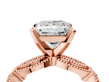 Rose gold Princess Solitaire Milgrain Diamond Engagement Ring with Bezel and Marquise Band_139