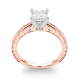 Rose gold Princess Solitaire Milgrain Engraved Band with Four-Prong Setting 2