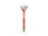 Rose gold Princess Solitaire Milgrain Engraved Band with Four-Prong Setting_6