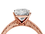 Rose gold Princess Solitaire Milgrain Engraved Band with Four-Prong Setting_8