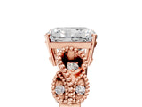 Rose gold Princess Solitaire Milgrain Leaf Band with Prong Setting_8