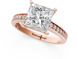 Rose gold Princess Solitaire Pavé Band Prong Setting Ring_21