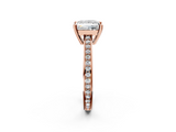 Rose gold Princess Solitaire Pavé Band Prong Setting Ring_22