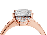 Rose gold Princess Solitaire Pavé Band Prong Setting Ring_24