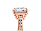 Rose gold Princess Solitaire Pavé Band Prong Setting Ring_25