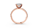 Rose gold Princess Solitaire Pavé Band with Four-Prong Setting_180