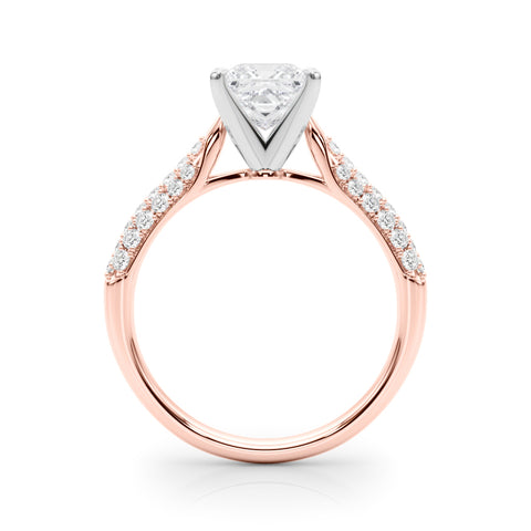 Rose gold Princess Solitaire Pavé Diamond Engagement Ring with Four-Prong Setting 2