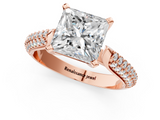 Rose gold Princess Solitaire Pavé Diamond Engagement Ring with Four-Prong Setting_159