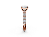 Rose gold Princess Solitaire Pavé Diamond Engagement Ring with Four-Prong Setting_160