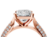 Rose gold Princess Solitaire Pavé Diamond Engagement Ring with Four-Prong Setting_162