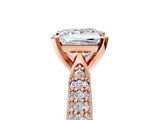 Rose gold Princess Solitaire Pavé Diamond Engagement Ring with Four-Prong Setting_163