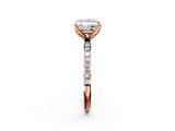 Rose gold Princess Solitaire Pavé Diamond Engagement Ring with Four-Prong Setting_61